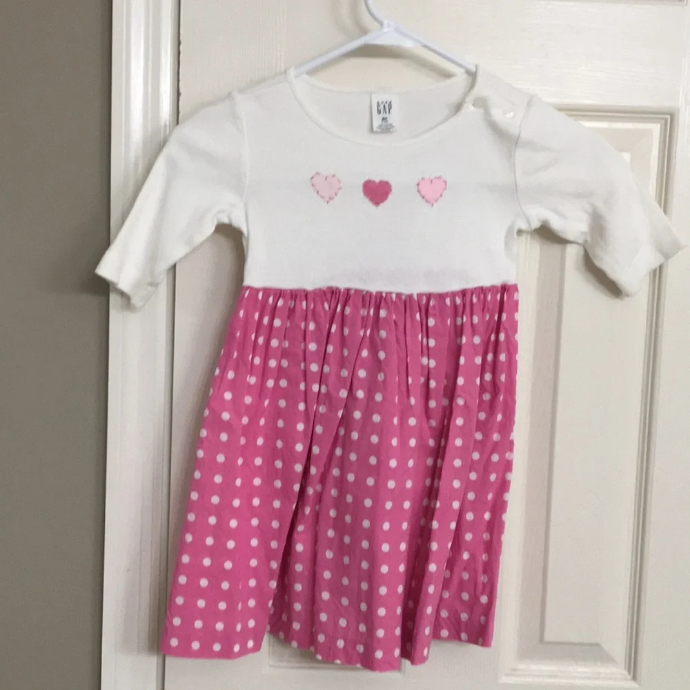❤️Baby Gap dress Valentine 3T white pink polka dot